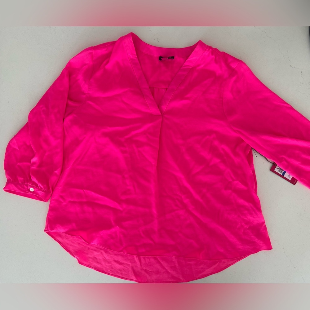 Vince Camuto Hot Pink V-Neck Blouse